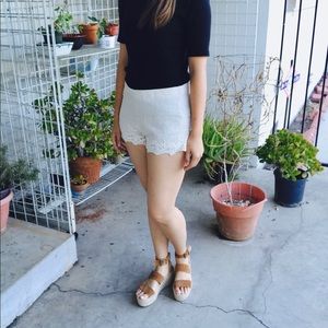 ZARA White/Cream Crochet Shorts